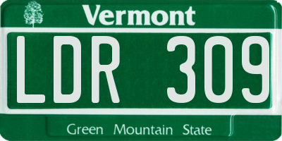 VT license plate LDR309