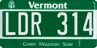 VT license plate LDR314