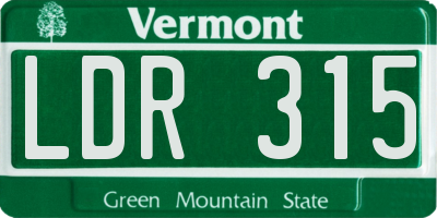 VT license plate LDR315