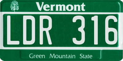 VT license plate LDR316