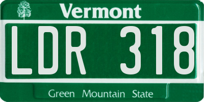 VT license plate LDR318