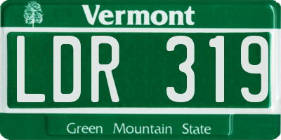 VT license plate LDR319