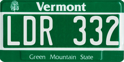 VT license plate LDR332