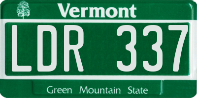 VT license plate LDR337