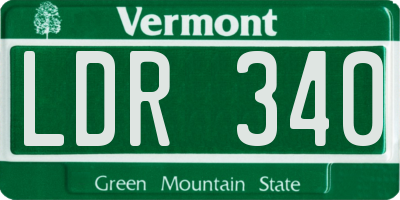 VT license plate LDR340