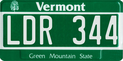 VT license plate LDR344