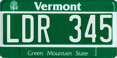 VT license plate LDR345