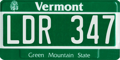 VT license plate LDR347