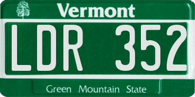 VT license plate LDR352