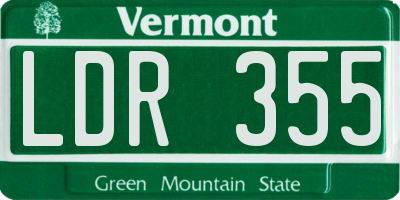 VT license plate LDR355