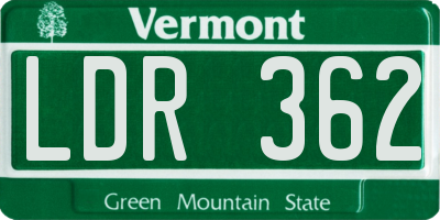 VT license plate LDR362
