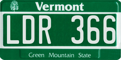 VT license plate LDR366