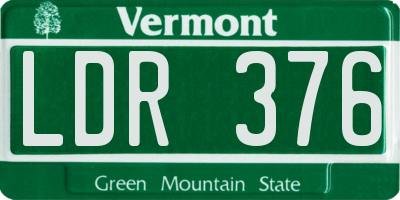 VT license plate LDR376
