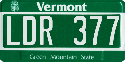 VT license plate LDR377