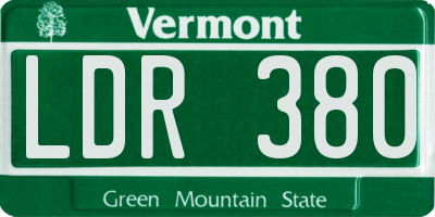 VT license plate LDR380