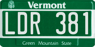 VT license plate LDR381
