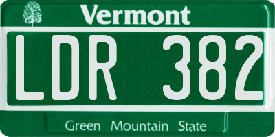VT license plate LDR382