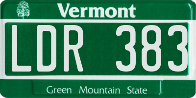 VT license plate LDR383