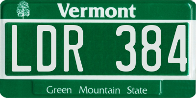 VT license plate LDR384