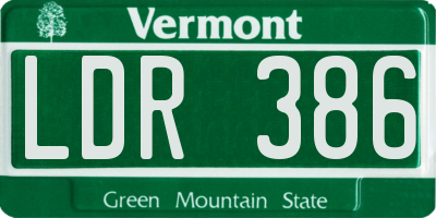 VT license plate LDR386