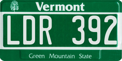 VT license plate LDR392