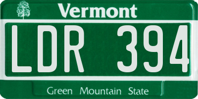 VT license plate LDR394