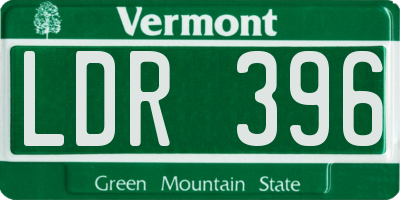 VT license plate LDR396