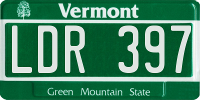 VT license plate LDR397