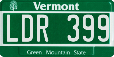 VT license plate LDR399