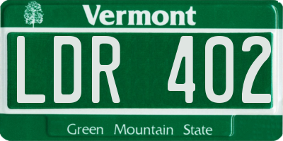 VT license plate LDR402