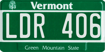 VT license plate LDR406