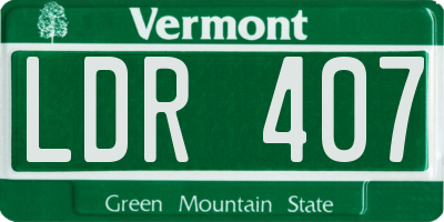 VT license plate LDR407