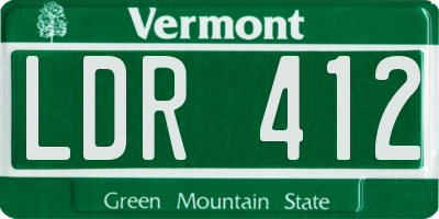 VT license plate LDR412