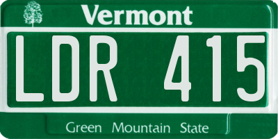 VT license plate LDR415