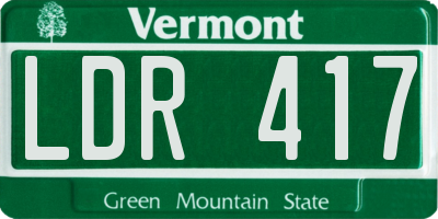 VT license plate LDR417