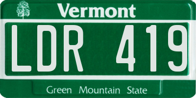 VT license plate LDR419