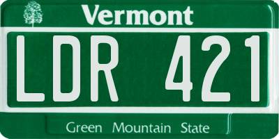 VT license plate LDR421