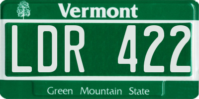 VT license plate LDR422