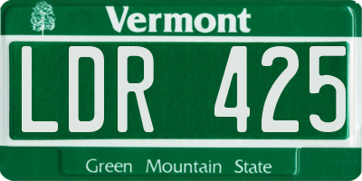 VT license plate LDR425