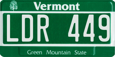 VT license plate LDR449