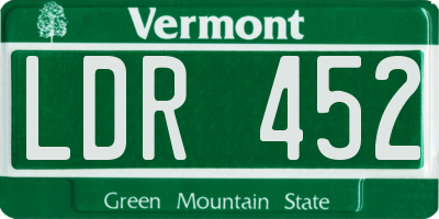 VT license plate LDR452