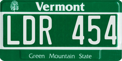 VT license plate LDR454
