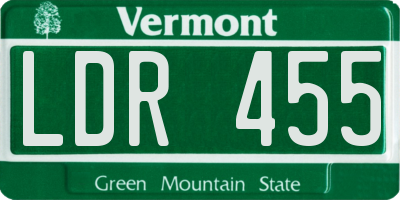 VT license plate LDR455