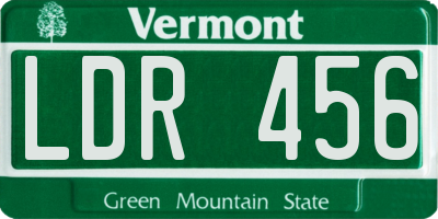 VT license plate LDR456