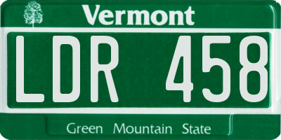 VT license plate LDR458