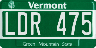 VT license plate LDR475