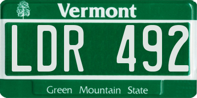 VT license plate LDR492