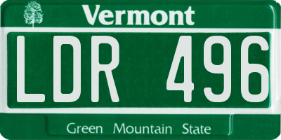 VT license plate LDR496
