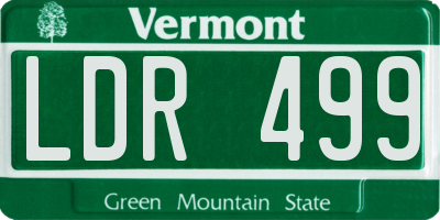 VT license plate LDR499