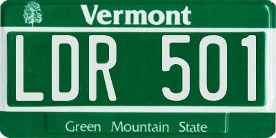 VT license plate LDR501